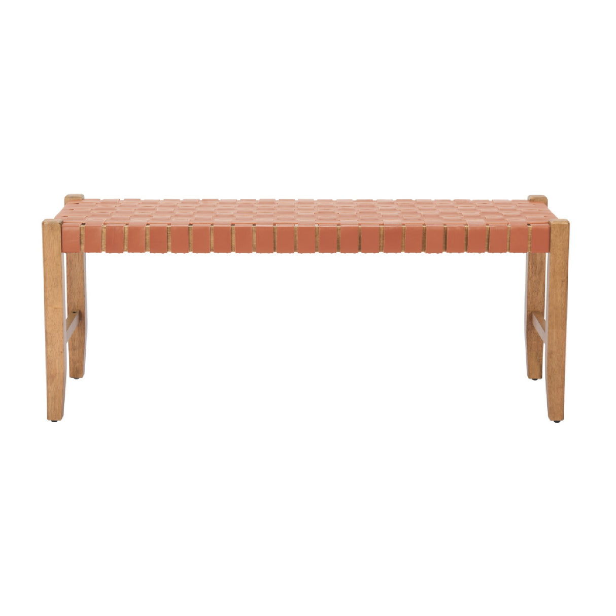   Tan Woven Leather Bench | Oroa.com