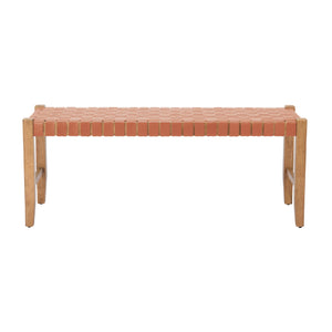   Tan Woven Leather Bench | Oroa.com