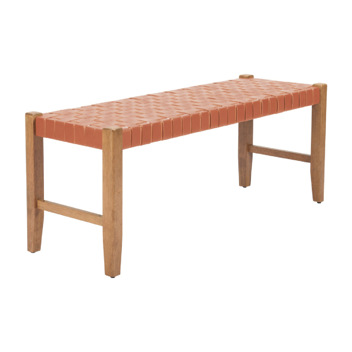   Tan Woven Leather Bench | Oroa.com
