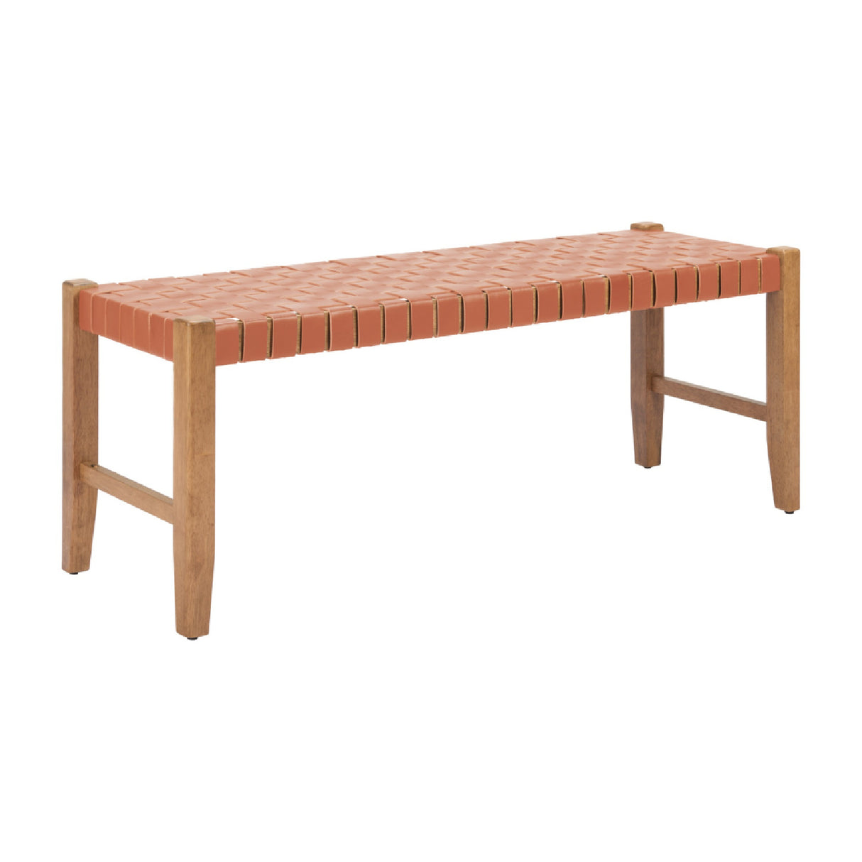   Tan Woven Leather Bench | Oroa.com