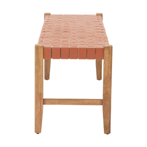   Tan Woven Leather Bench | Oroa.com