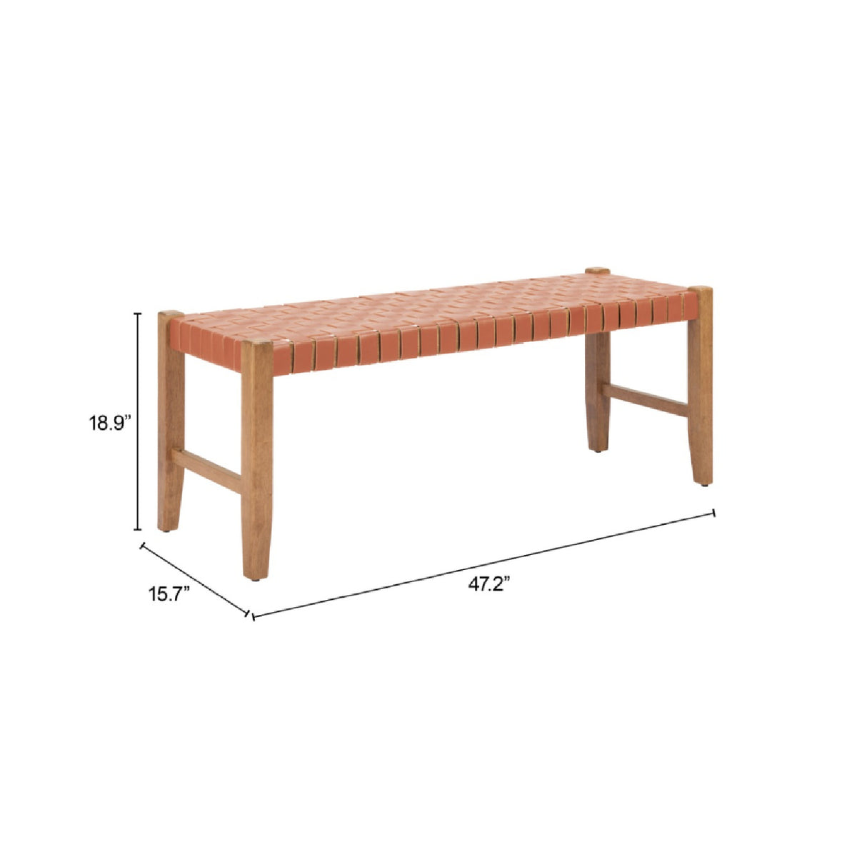   Tan Woven Leather Bench | Oroa.com