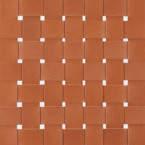   Tan Woven Leather Bench | Oroa.com