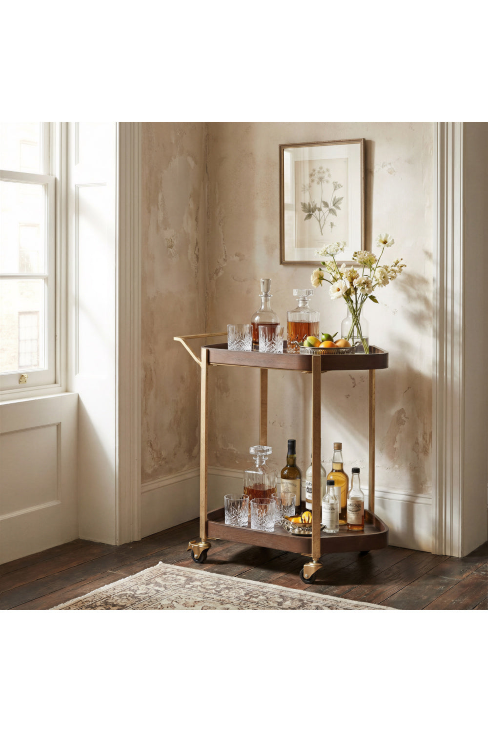   Walnut Veneer Bar Cart | Oroa.com