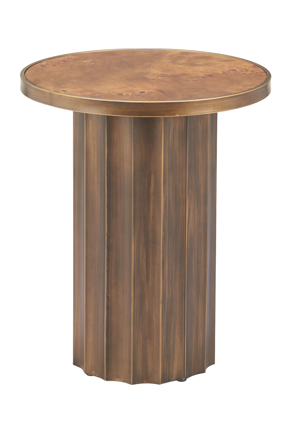   Burl Veneer Round Side Table | Oroa.com