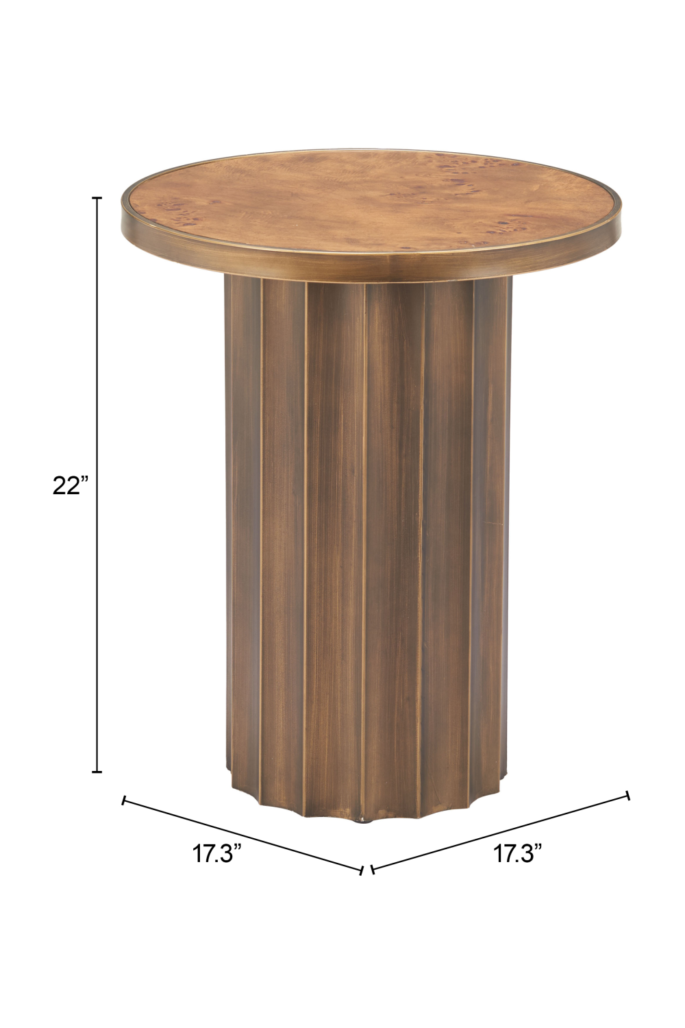   Burl Veneer Round Side Table | Oroa.com