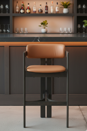   Wood Framed Brown Bar Stool | Oroa.com