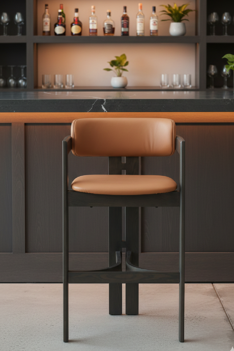   Wood Framed Brown Bar Stool | Oroa.com