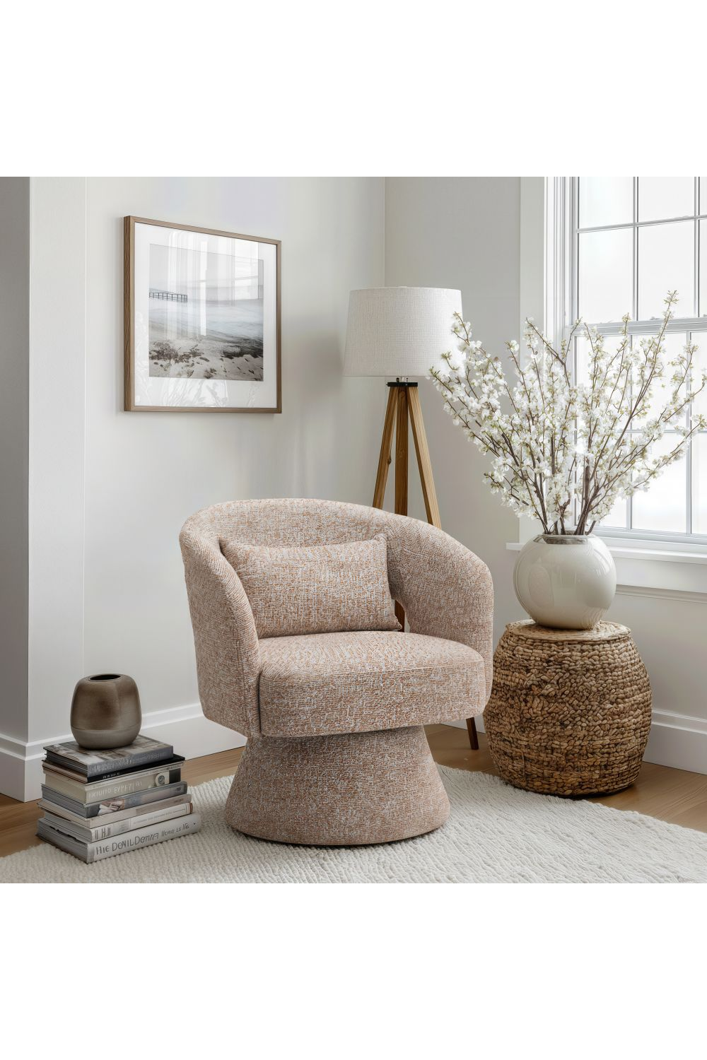   Speckled Brown Shearling Swivel Chair | Oroa.com