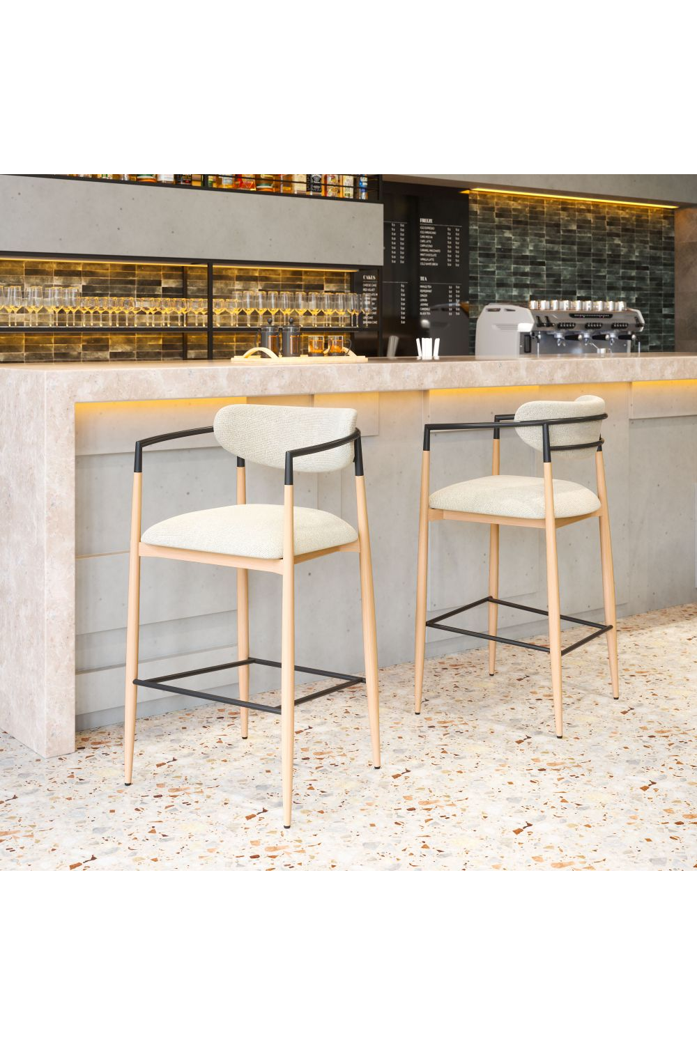   Gray Fabric Modern Bar Stool | Oroa.com