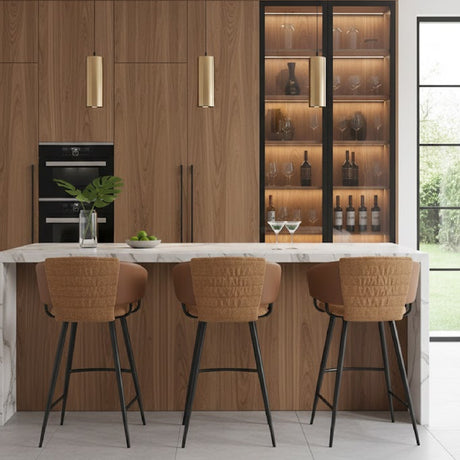   Brown Leather Bar Stools (2) | Oroa.com