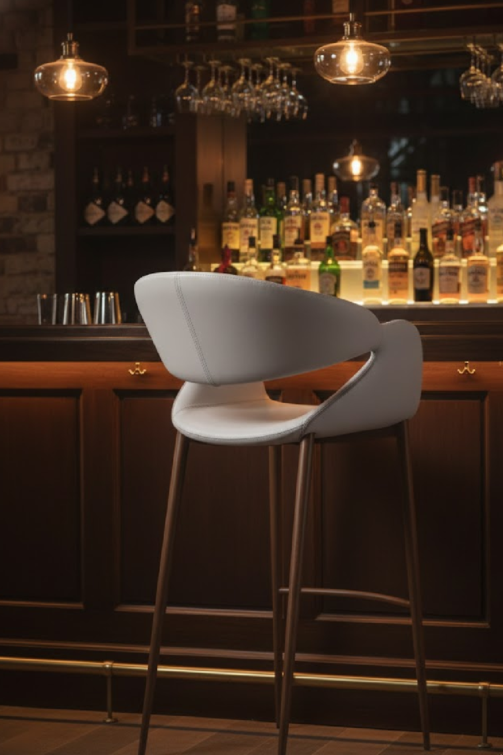   Beige Cut-Out Back Bar Stool | Oroa.com