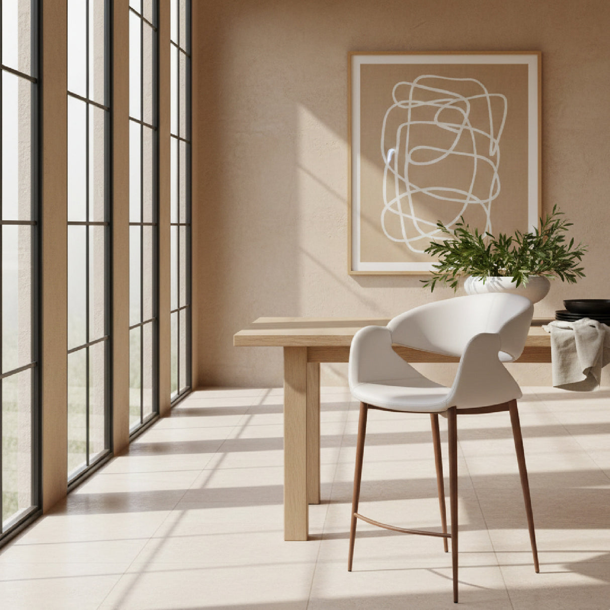   Beige Cut-Out Back Counter Stool | Oroa.com
