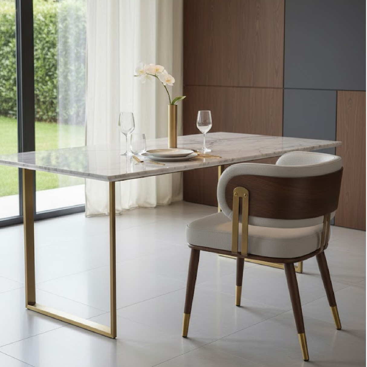   Beige Leather Dining Chair | Oroa.com