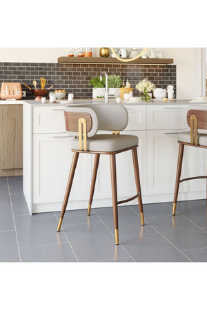   Beige Leather Bar Stool | Oroa.com
