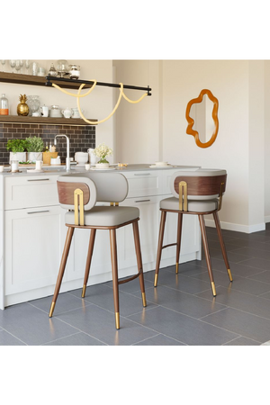   Beige Leather Bar Stool | Oroa.com