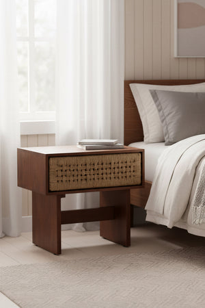   Woven Jute 1-Drawer Nightstand | Oroa.com