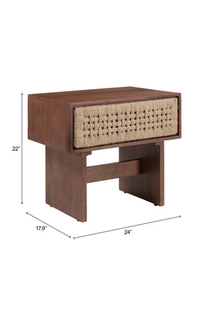   Woven Jute 1-Drawer Nightstand | Oroa.com