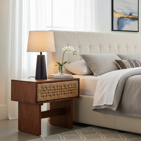   Woven Jute 1-Drawer Nightstand | Oroa.com