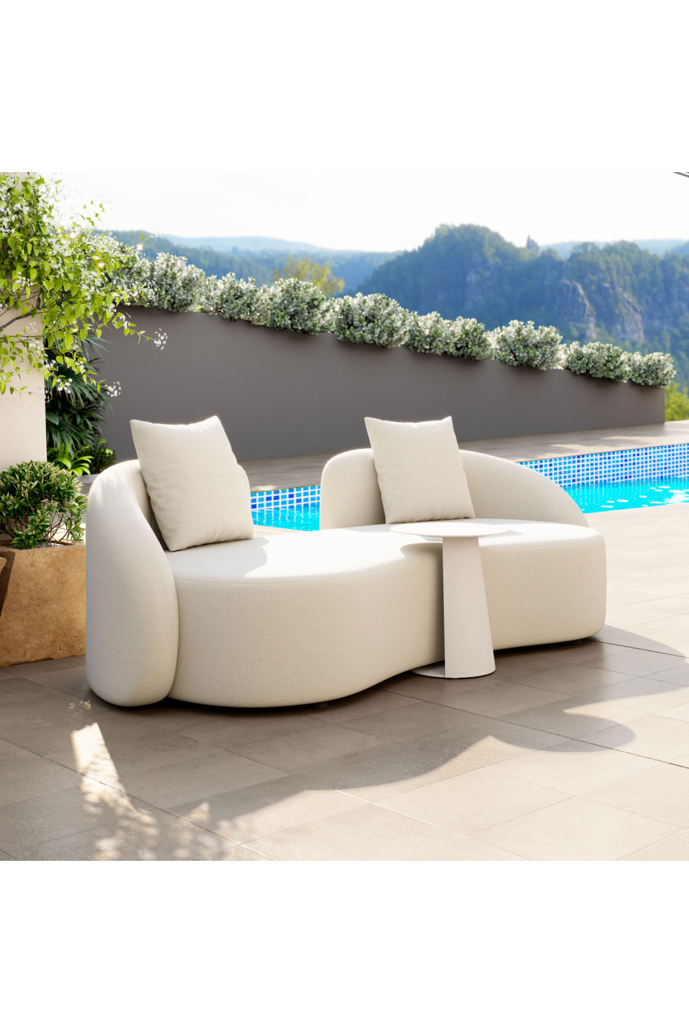   Beige Freeform Outdoor Loveseat | Oroa.com