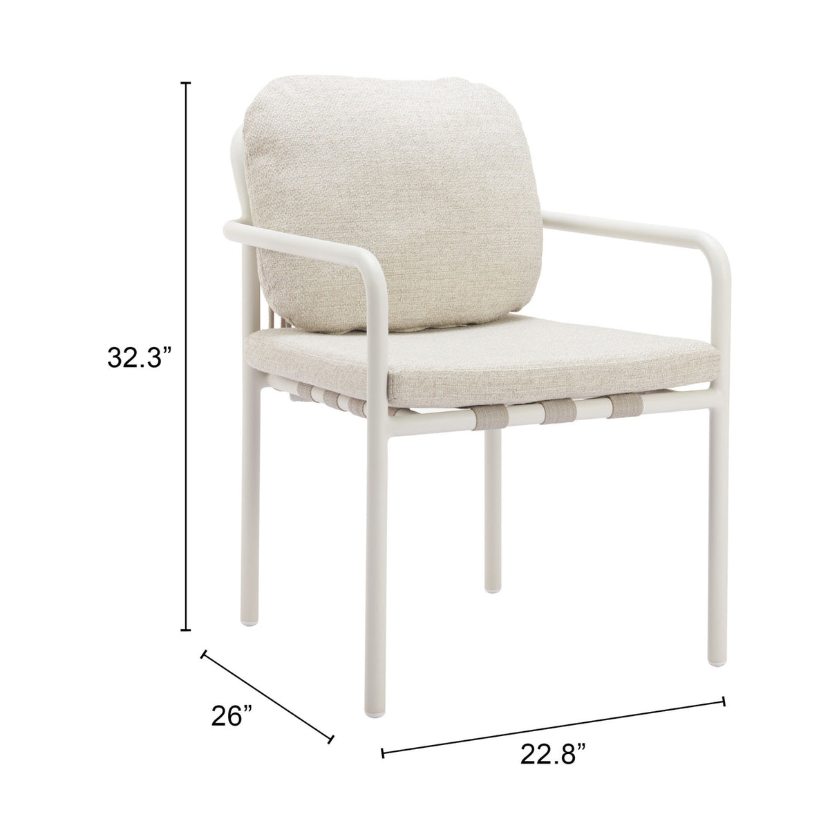   Beige Upholstered Outdoor Dining Chairs (2) | Oroa.com