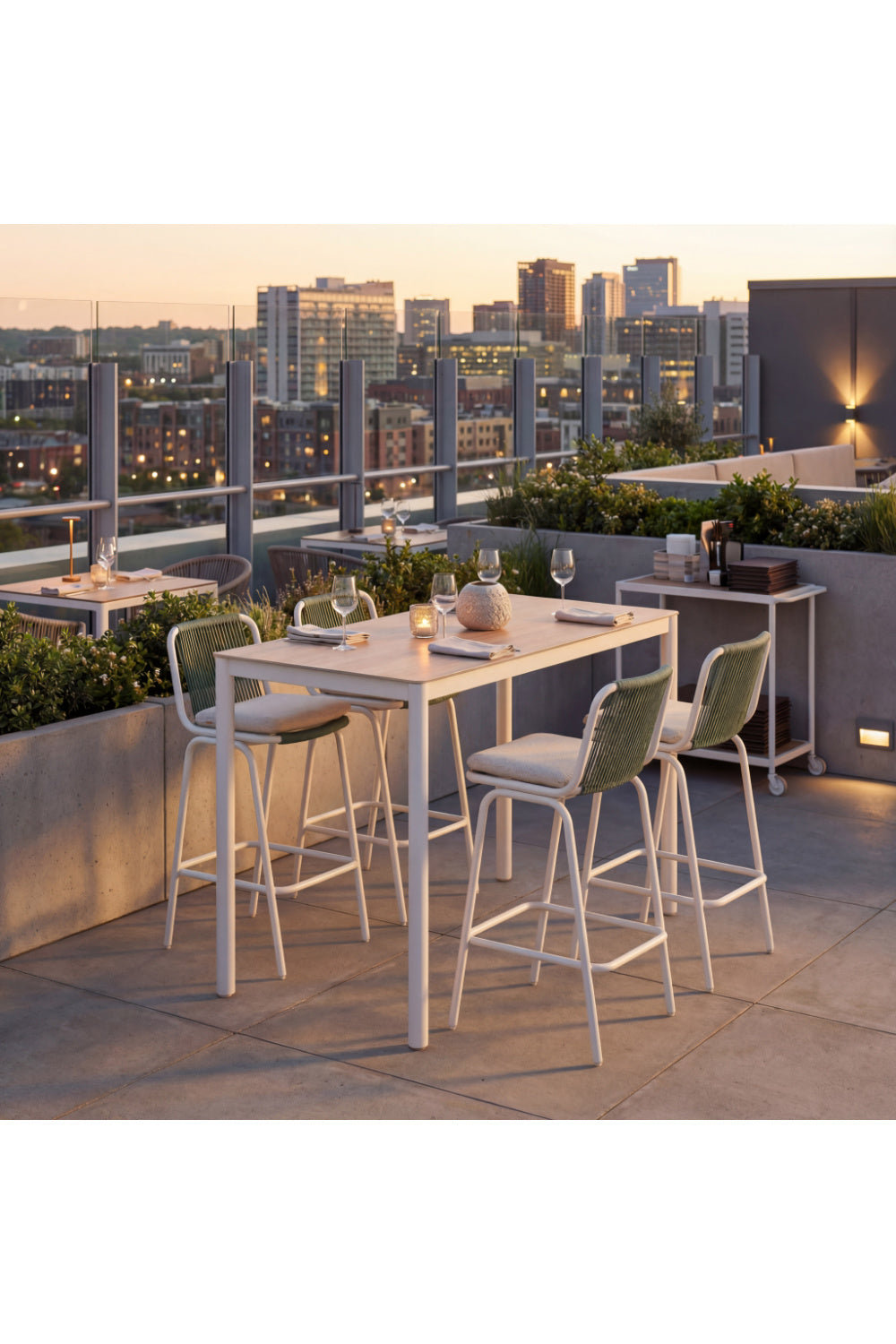   Green Outdoor Bar Stool Set (2) | Oroa.com