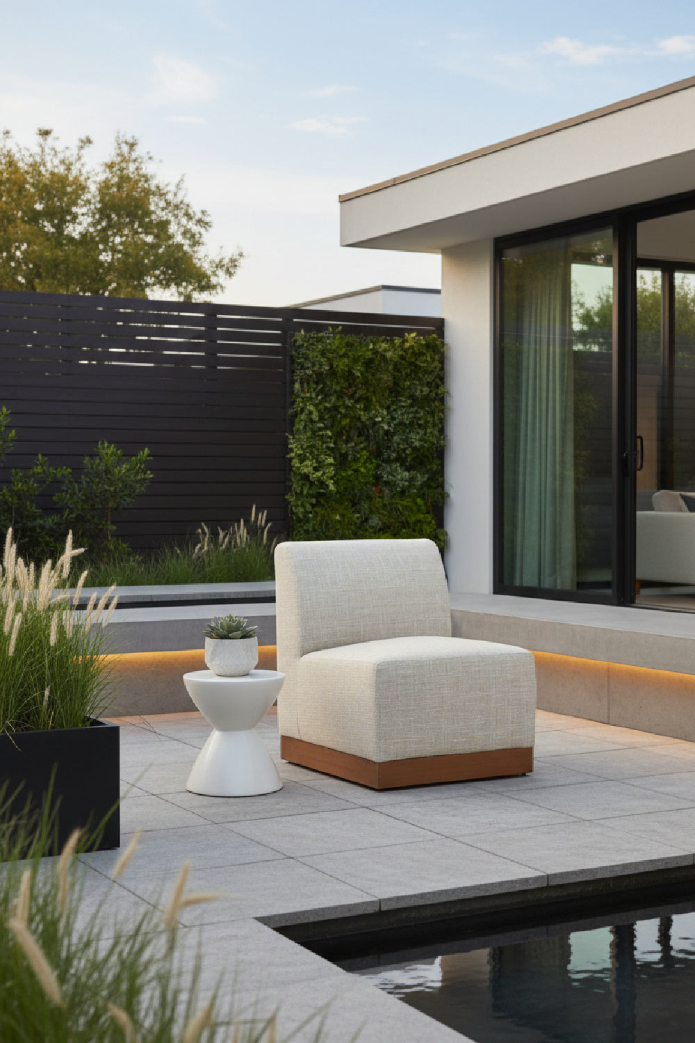   Beige Outdoor Armless Chair | Oroa.com