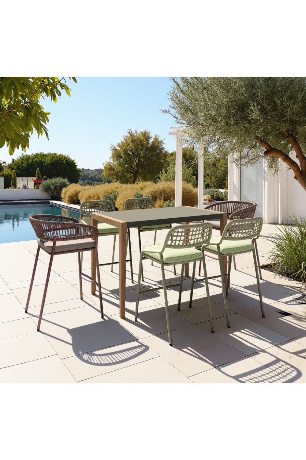   Brown Rattan Outdoor Bar Stools (2) | Oroa.com