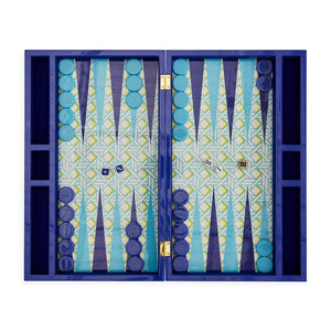   Blue Lacquere Backgammon Set | Oroa.com