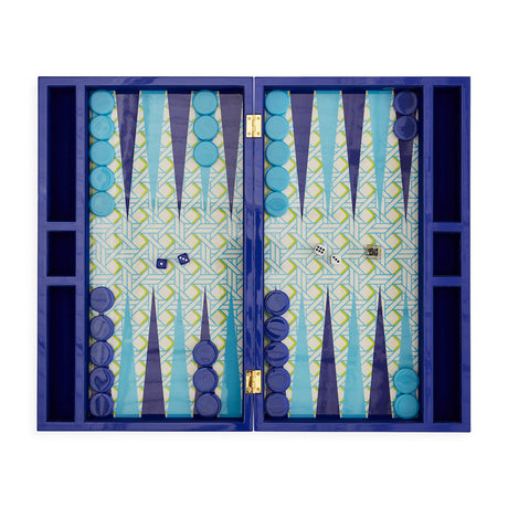   Blue Lacquere Backgammon Set | Oroa.com