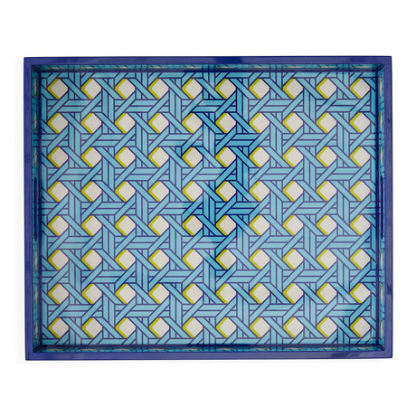   Patterned Blue Lacquer Tray | Oroa.com