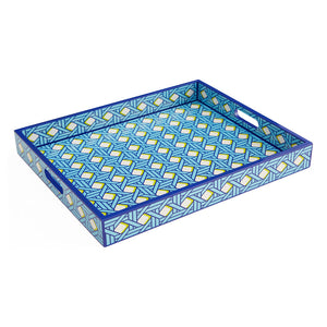   Patterned Blue Lacquer Tray | Oroa.com