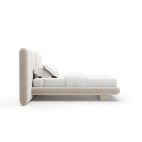   Ivory Velvet 2-Panel King Bed | Oroa.com