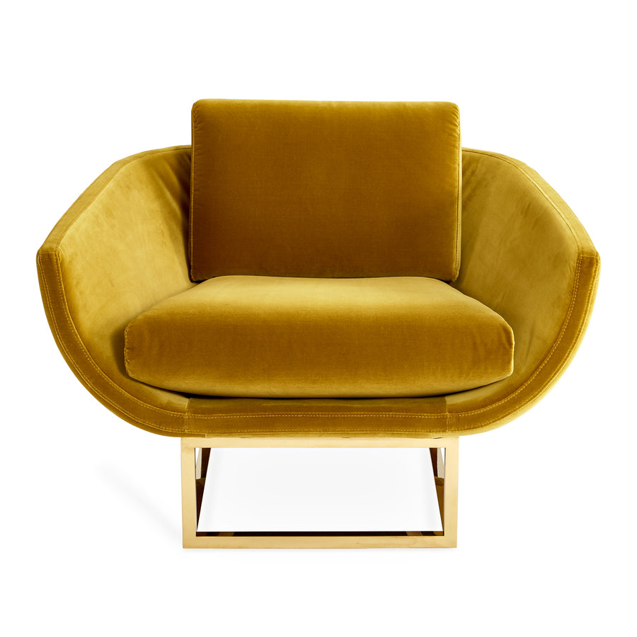   Brass Base Velvet Lounge Chair | Oroa.com