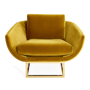   Brass Base Velvet Lounge Chair | Oroa.com