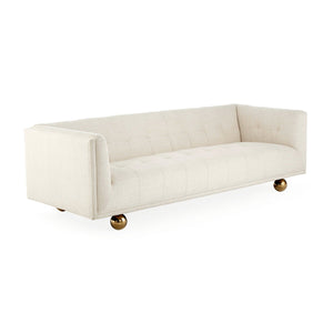   Brass Ball Feet Tufted Sofa | Oroa.com