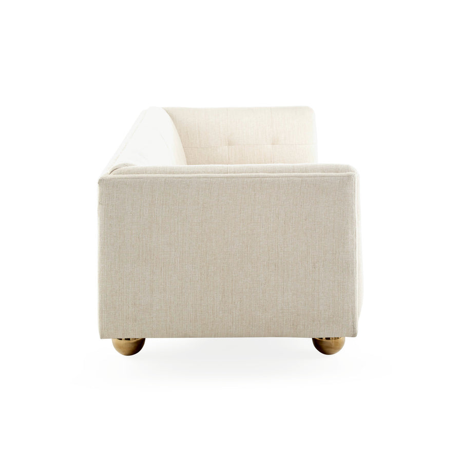   Brass Ball Feet Tufted Sofa | Oroa.com