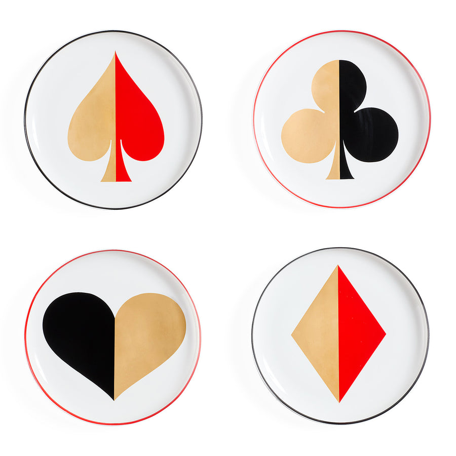   Card Motif Porcelain Plate Set (4) | Oroa.com