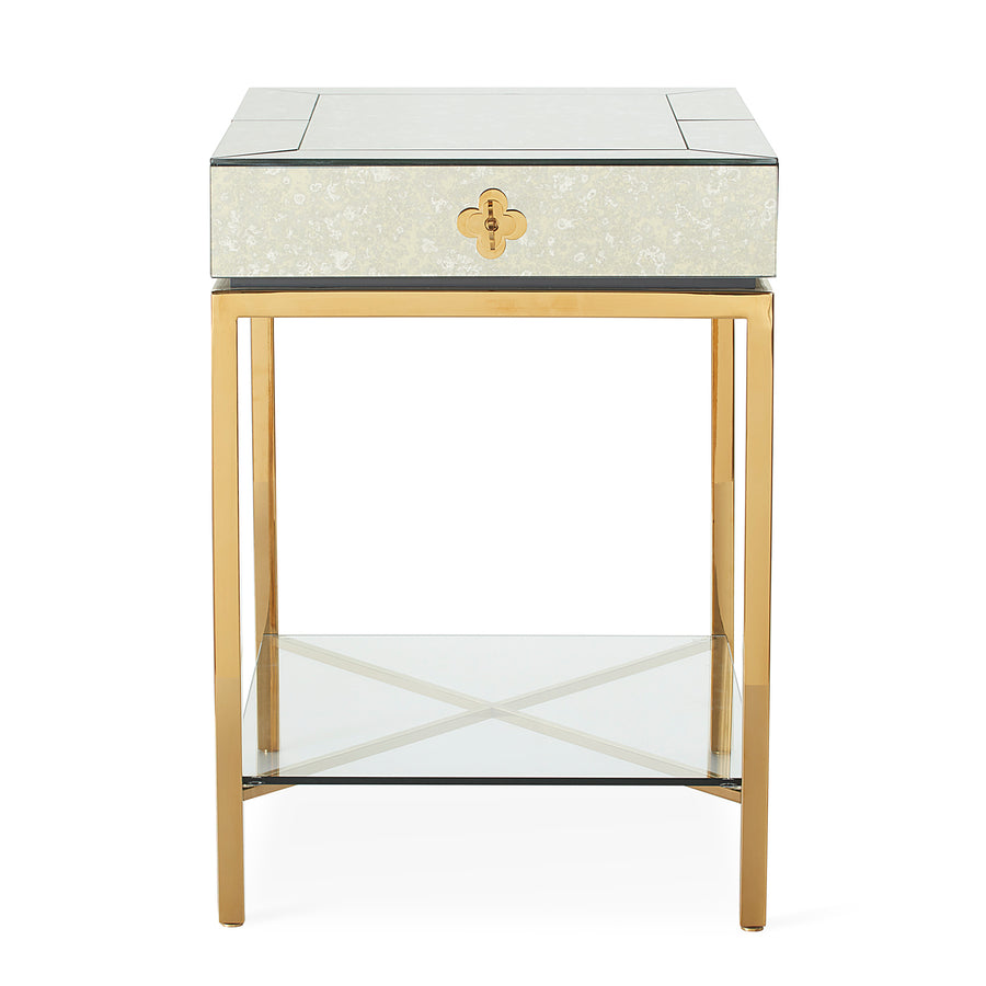   Antiqued Mirror 1-Drawer Side Table | Oroa.com