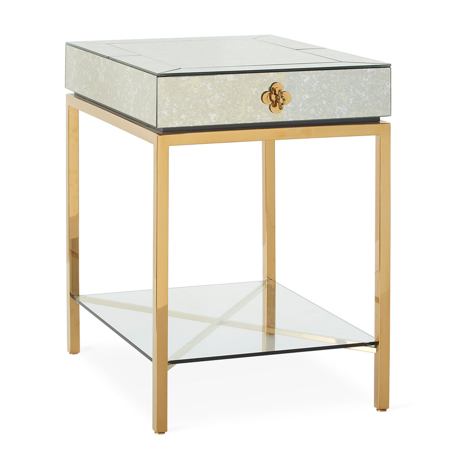   Antiqued Mirror 1-Drawer Side Table | Oroa.com