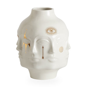   Gilded Porcelain Face Vase L | Oroa.com