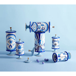   Blue-Toned Porcelain Weed Canister | Oroa.com