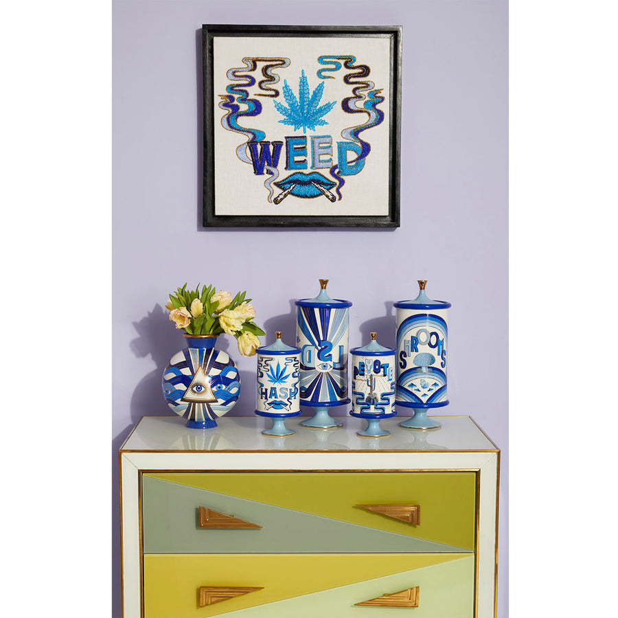   Blue-Toned Porcelain Shrooms Canister | Oroa.com
