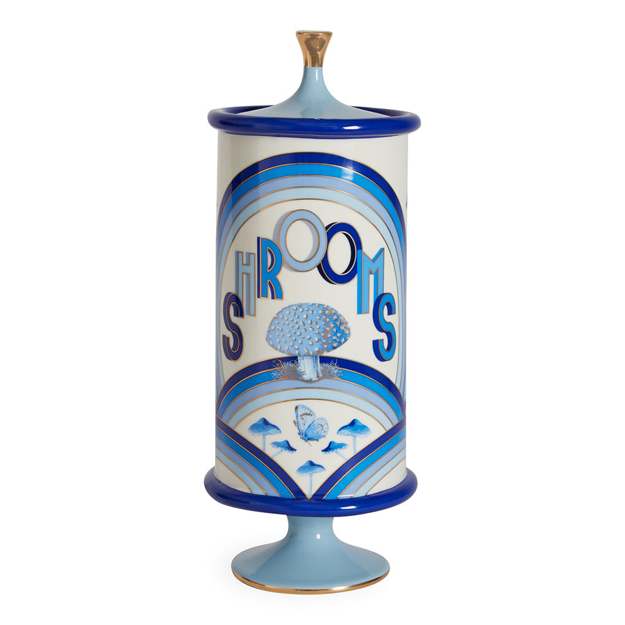   Blue-Toned Porcelain Shrooms Canister | Oroa.com