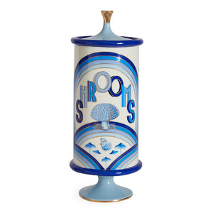   Blue-Toned Porcelain Shrooms Canister | Oroa.com