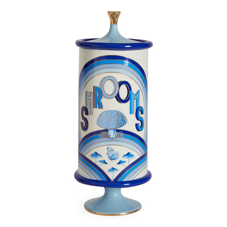   Blue-Toned Porcelain Shrooms Canister | Oroa.com