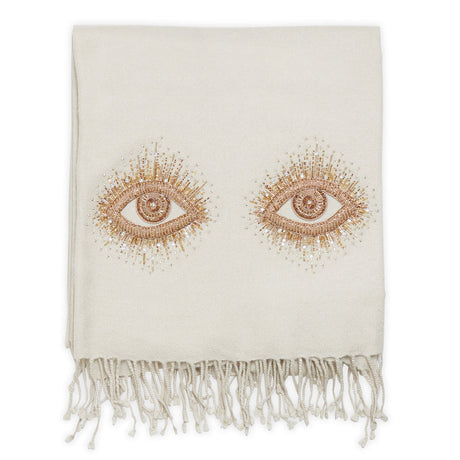   Embroidered White Wool Throw | Oroa.com