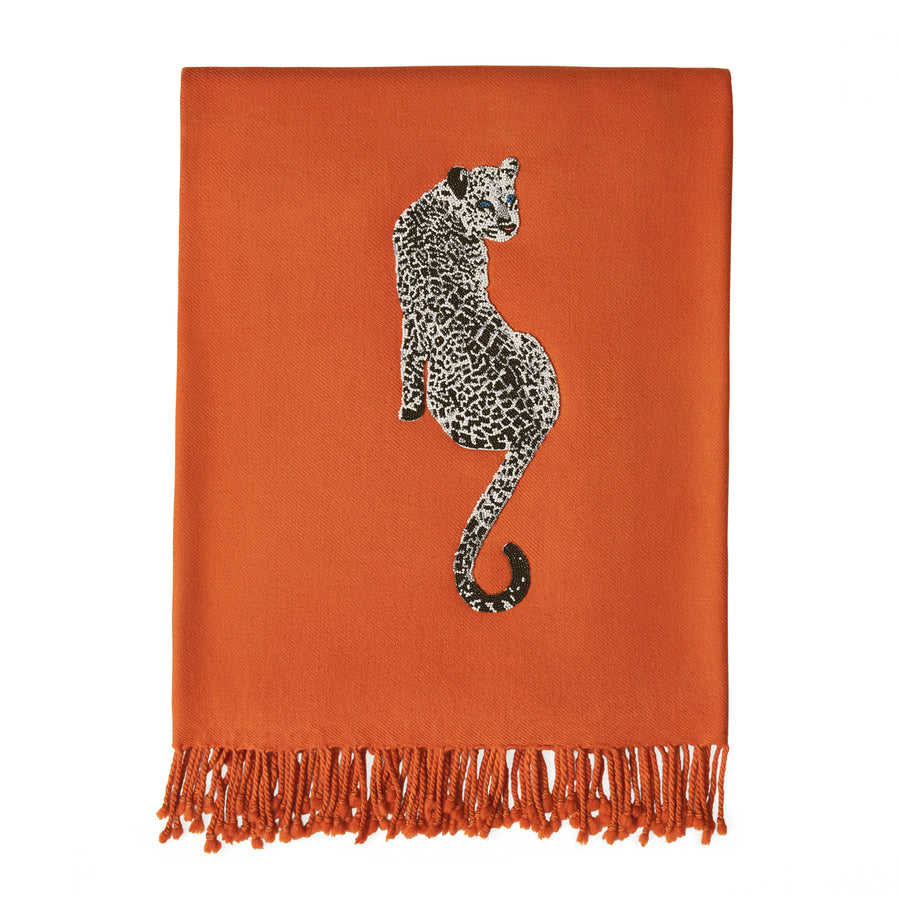   Bead Embroidered Orange Throw | Oroa.com