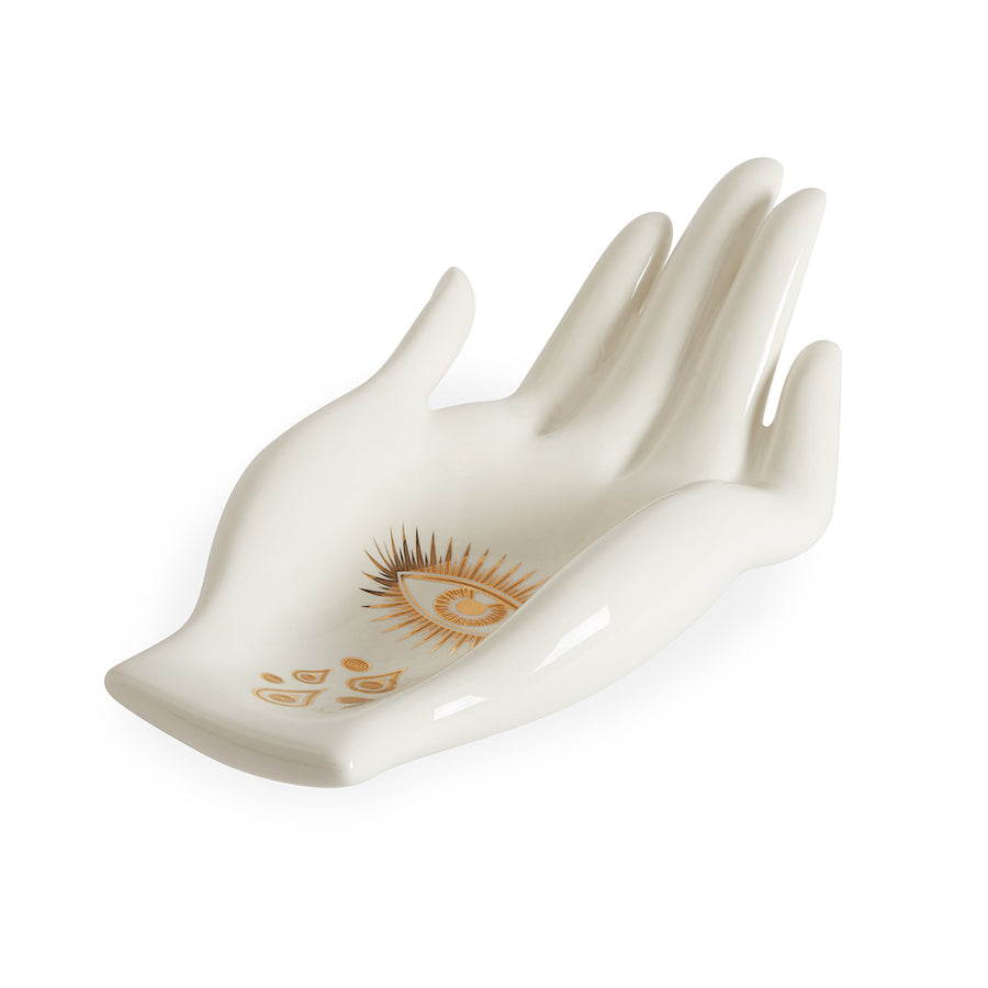   Gilded Porcelain Palm Fruit Bowl | Oroa.com