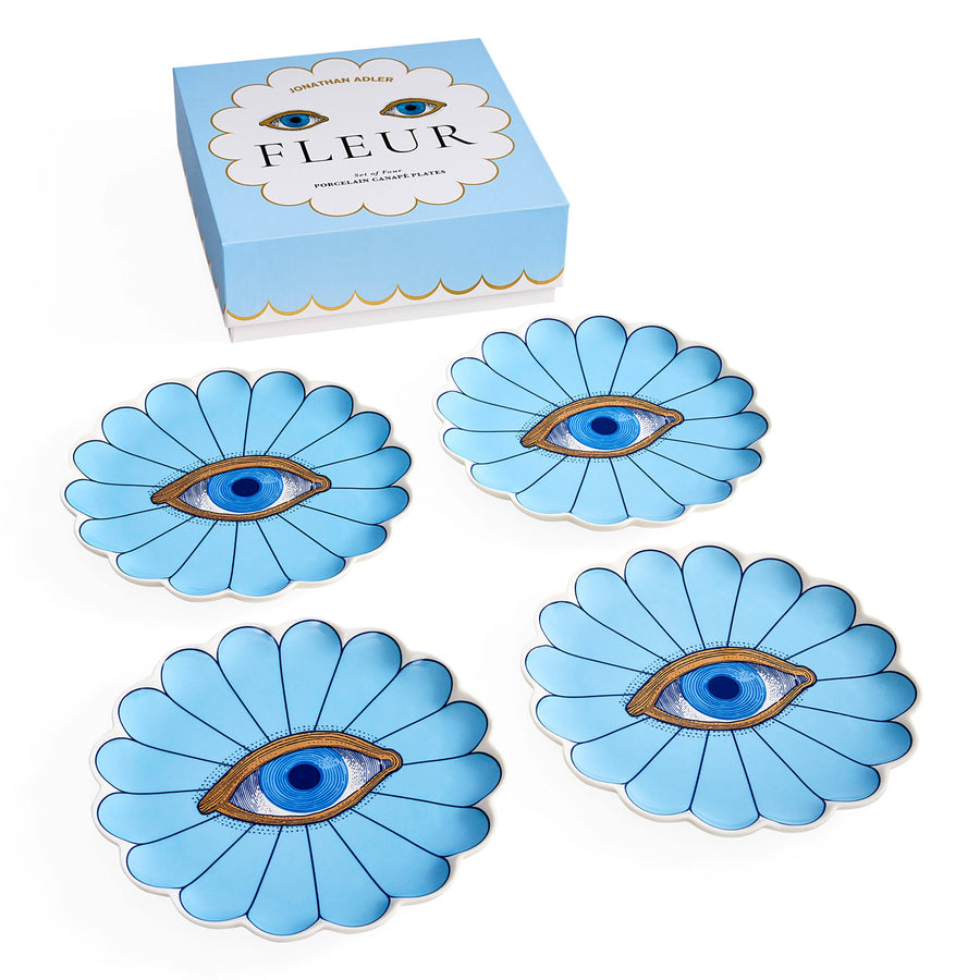   Light Blue Petal Plate Set (4) | Oroa.com